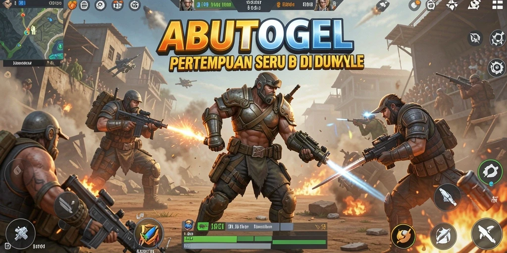 Screenshot gameplay ABUTOGEL menampilkan aksi pertempuran seru di lokasi strategis.