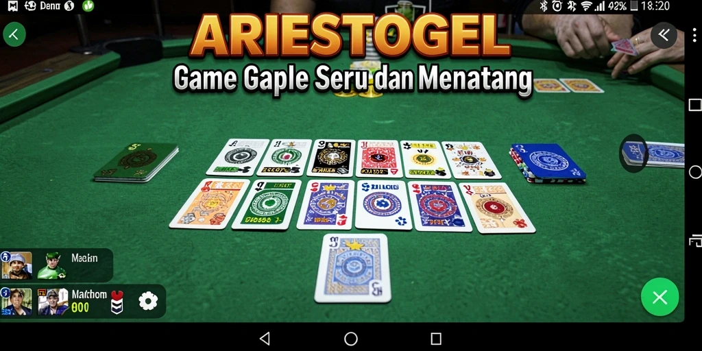 Screenshot utama ARIESTOGEL menampilkan permainan Gaple yang seru.