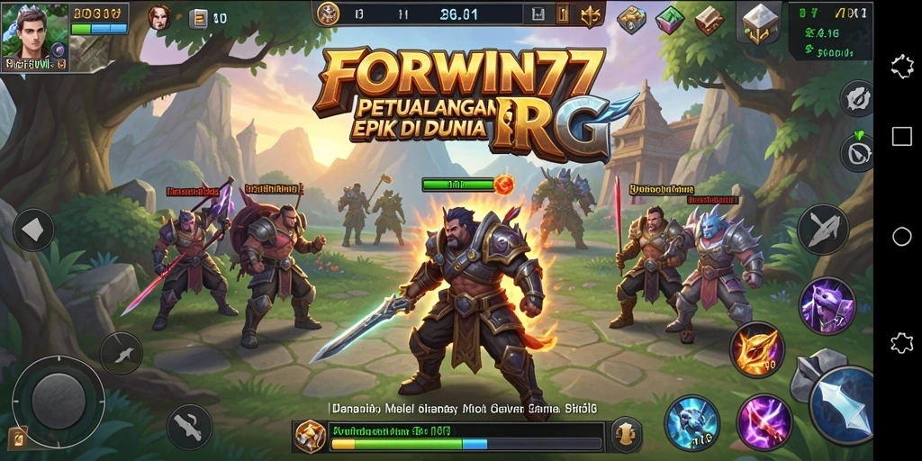 Tampilan gameplay FORWIN77 dengan pertarungan dan eksplorasi yang mendebarkan.