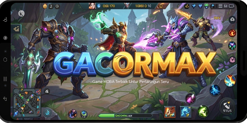 GACORMAX menampilkan aksi pertarungan MOBA yang seru dan mendebarkan.