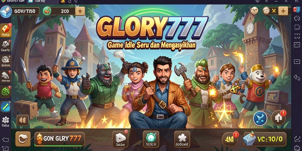 Screenshot gameplay GLORY777 yang menampilkan karakter karakter Idle yang mengasyikkan.