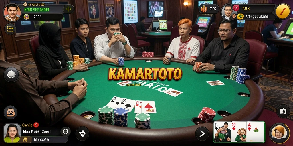 Tampilan gameplay poker di KAMARTOTO yang mengasyikkan.