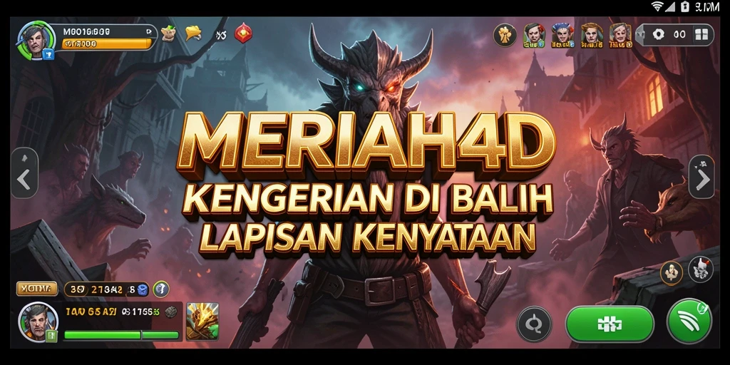 Tampilan gameplay MERIAH4D dengan suasana horror yang mencekam.
