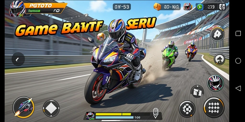 Screenshot gameplay PGTOTO yang menampilkan balapan seru di lintasan.