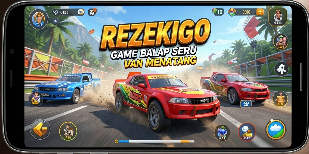 Tampilan gameplay seru dengan balapan mendebarkan di REZEKIGO.