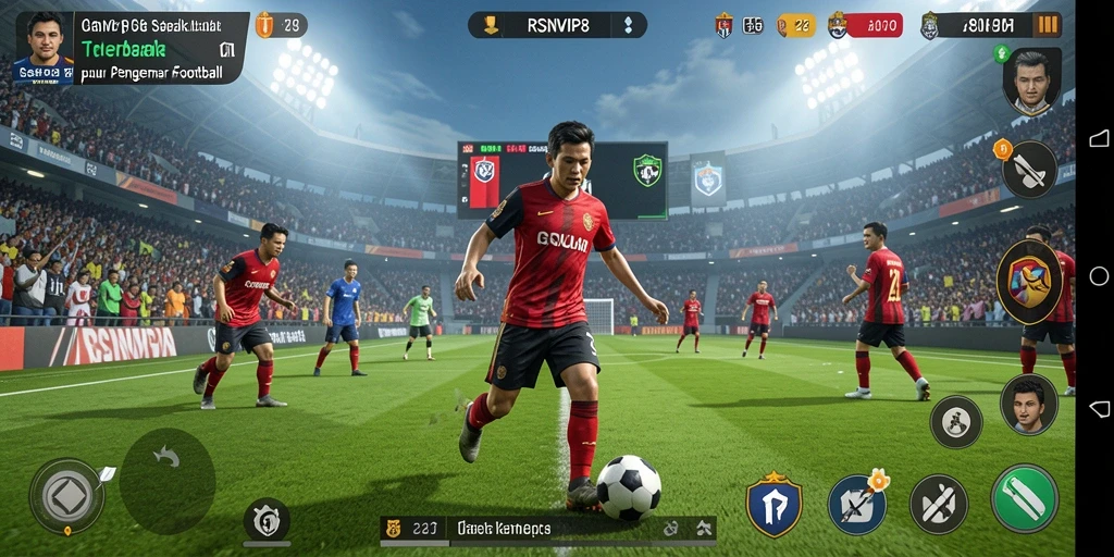Gameplay mendebarkan RSNVIP8 dengan aksi sepak bola yang intens.