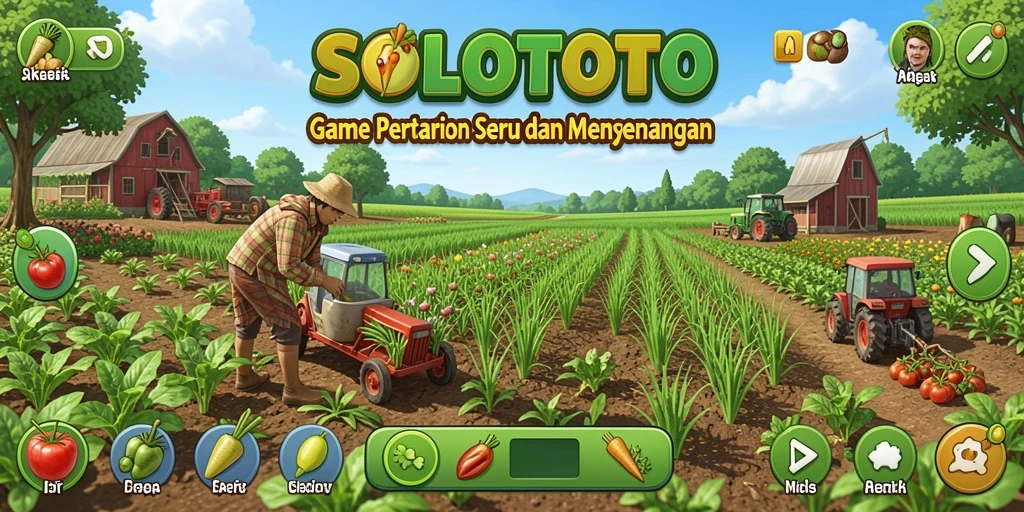 Screenshot gameplay <strong>SOLOTOTO</strong> menunjukkan petani yang sedang bekerja di ladang.