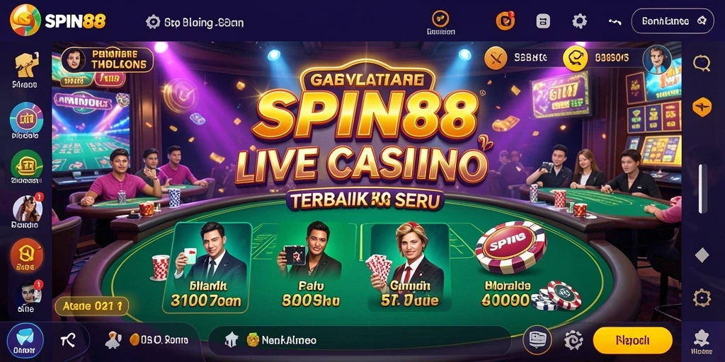 Tampilan gameplay Live Casino yang interaktif dan mengasyikkan di SPIN88.