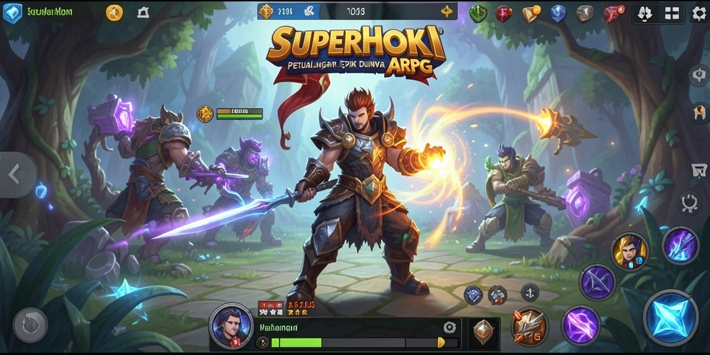Tampilan menawan dari gameplay petualangan SUPERHOKI.