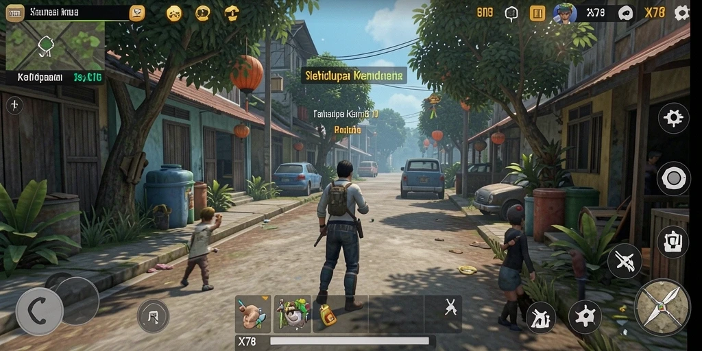 Tampilan gameplay menarik dari X78 yang menunjukkan simulasi kehidupan.