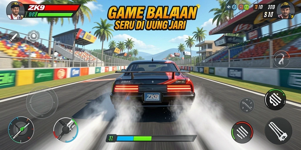 Tangkapan layar ZK9 menampilkan balapan menegangkan di lintasan berliku.